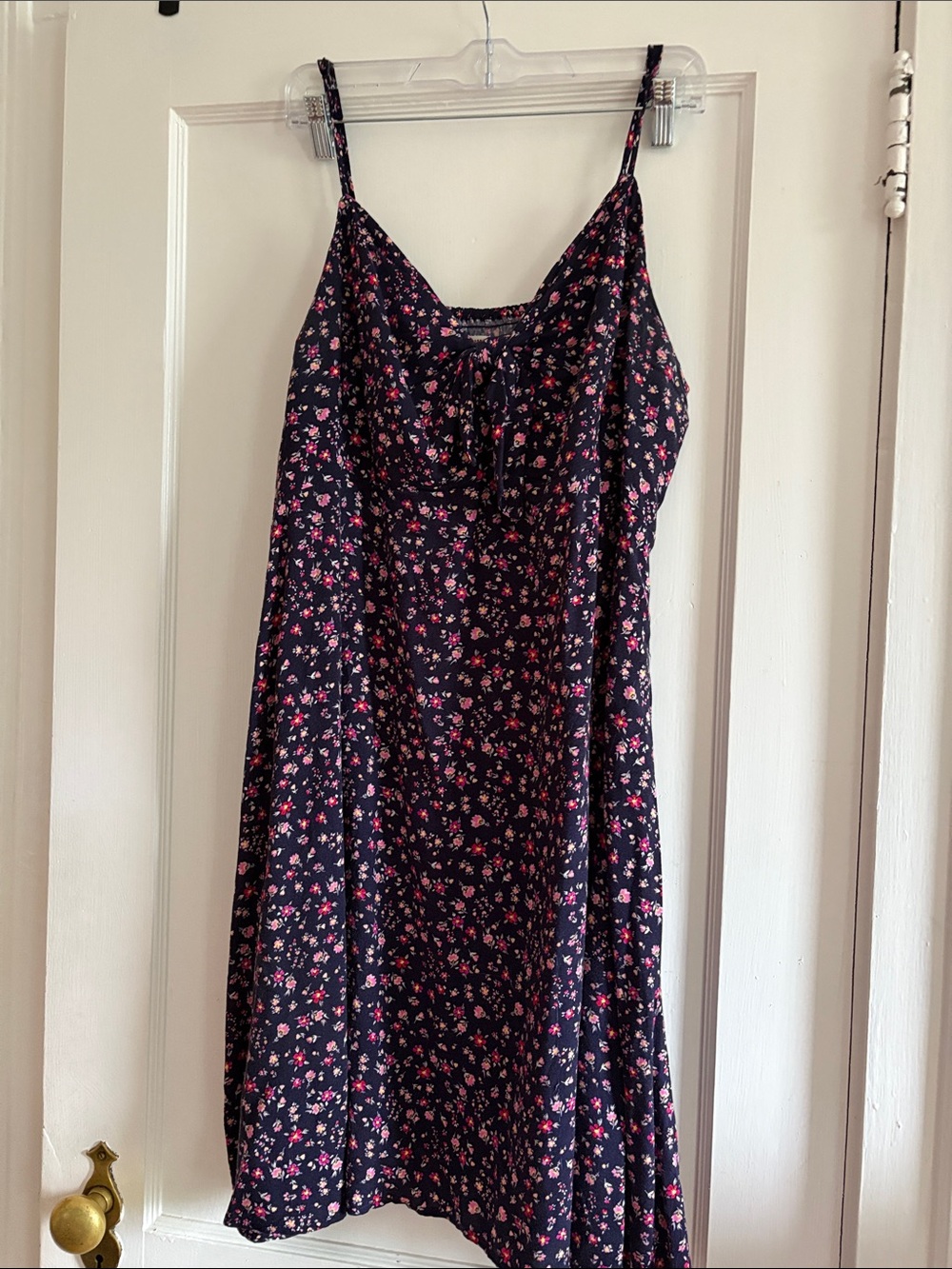 Mossimo Supply Co. Navy Slip Dress with Pink Floral Print